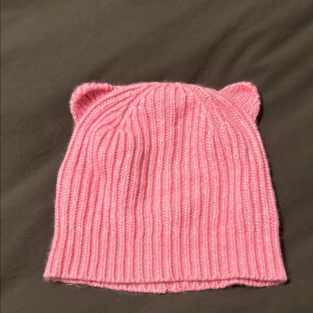 Adorable Pink Knit Beanie for Kids Cat Ear Beanie